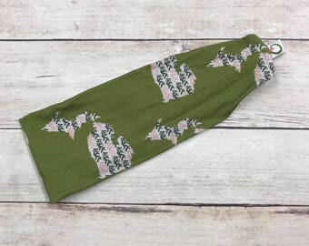Exclusive Michigan Sassy Olive Sassy Stretch headband; The Sassy Olive; Michigan; Michigan headband; Michigan fabric