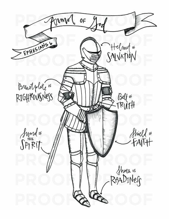 Armor of God Ephesians 6 illustration 8.5x11 download