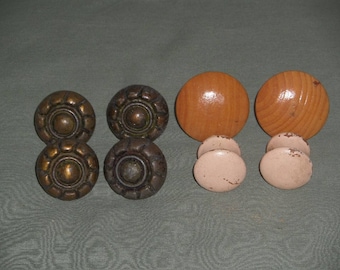 8 Vintage Assorted Door Knobs | 4 Wood & 4 Metal Cabinet Door Knobs | Reclaimed Restoration Supply | Woodworking Craft Supplies