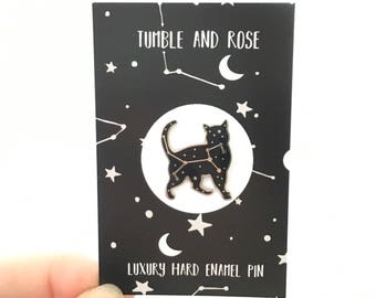 Celestial cat pin - Felis constellation pin - cat enamel pin - luxury enamel pin - zodiac pin - constellation pin - starry night enamel pin