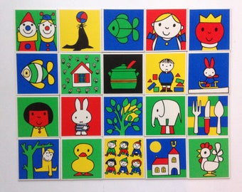 20 Miffy memory game cards by Dick Bruna - vintage children playing cards from Ravensburger game