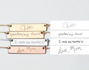 Handwriting Jewelry custom portrait Custom handwriting necklace childrens drawing - 4N