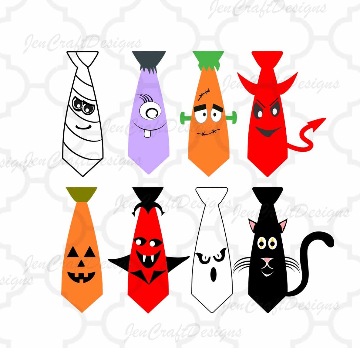 Download Halloween Tie SVG, Devil, Frankenstein, Cat, Mummy, Ghost ...