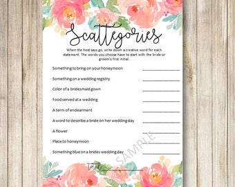 bridal scattergories questions