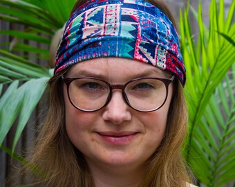 Wide Boho Headband, Tribal Headband, Hippie Head Band, Bohemian Headband, Colorful Headband, Women Headband, Extra Wide Headbands, Headbands