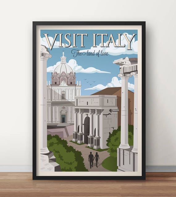 Italy Vintage Travel Poster Travel Italy Rome Decoration