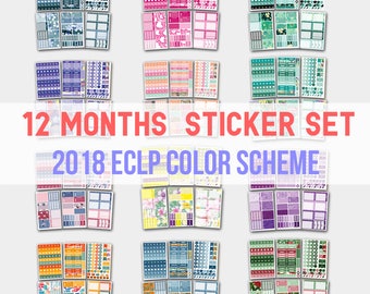Yearly Planner, Yearly Planner Stickers, Yearly Stickers, 2017 Yearly Planner, Planner Stickers, Stickers, Life Planners, 12 Months Set