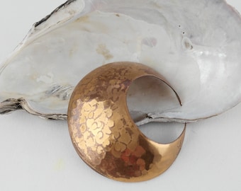 Copper Tone Moon Brooch