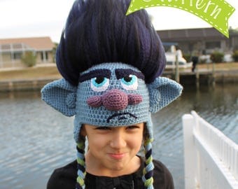 Trolls Movie Branch Crochet Pattern and Tutorial, PDF crochet pattern, Branch Costume, Trolls Branch Crochet, Cosplay Wig, Toddler Hat