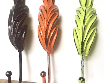 Entryway Wall Hooks - Rustic Farmhouse Wall Decor - Bohemian Home Decor Ideas - Shabby Chic Coat Hooks - Wall Key Holder - Large Towel Hooks