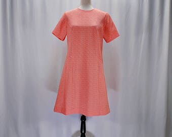 Vintage 60s textured floral mod knit A-line mini dress // Size M