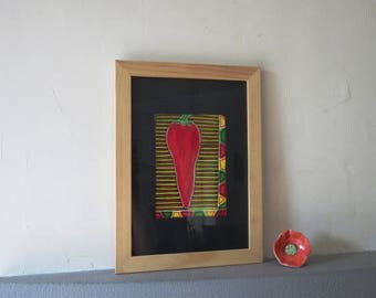 Original watercolor, Pepper, red, basque, espelette, cuisine, decoration