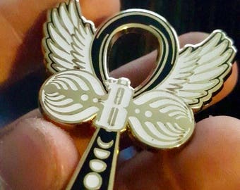 Bass Ankh **PRESALE** Moon Phase Hat Pin, Bassnectar Pin, UV Reactive Glow, Bass Drop