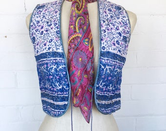 Vintage 70's Indian Vest Quilted Boho Cotton Ethnic Hippie Festival Vest
