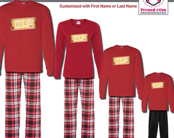 Holiday Pajamas & Youth Loungewear Express Train Ticket Design | Family Matching Christmas Pajamas | Christmas Pajamas | Polar Express PJs
