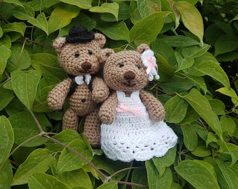 Wedding bears wedding toys amigurumi wedding gift bride and groom teddy bears crochet bear marriage wedding collectible bear decoration