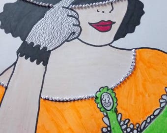 drawing woman cahapeau