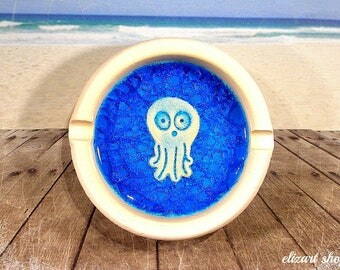 Ceramic ashtray, cool ashtray, gift for smokers, ashtray cigarette, cute ashtray, octopus pottery, pottery ashtray, octopus decor, ash tray