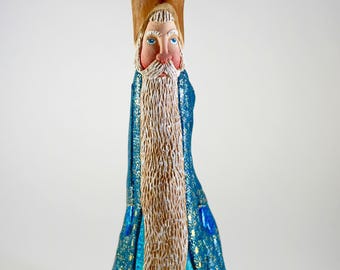 Hand carved Santa in Cypress Knee wood and painted in acrylics//Gift//Great Decoration//Wood//Figure/Santa Claus//Cypress Knee//Wooden Santa