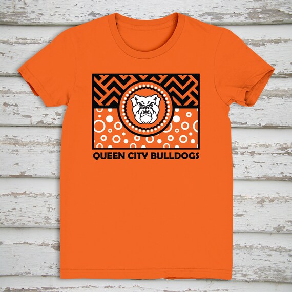 Queen City Bulldogs School Spirit T Shirt Dot and Chevron