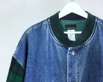 XCEPTIONS • Wool mix jeans jacket • 3XL • Denim jacket • Vintage 80s jacket •