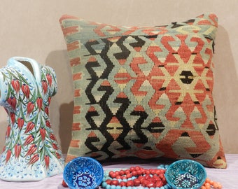 kilim pillow, turkish pillow,handmade pillow,decorativepillow,16x16inch,40x40cm