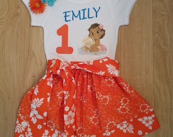 Baby MoanaTee Shirt Birthday, Baby Moana Costume, Baby Moana outfit, Baby Moana Party