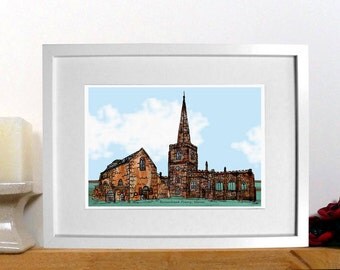 Priorato de Birkenhead de impresión torre - impresión de Wirral - St Mary - Cheshire imprimir - atracción turística - Mersey impresión - impresión del arte - Casa nueva