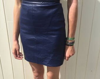 Vintage Leather High Waisted Pencil Skirt