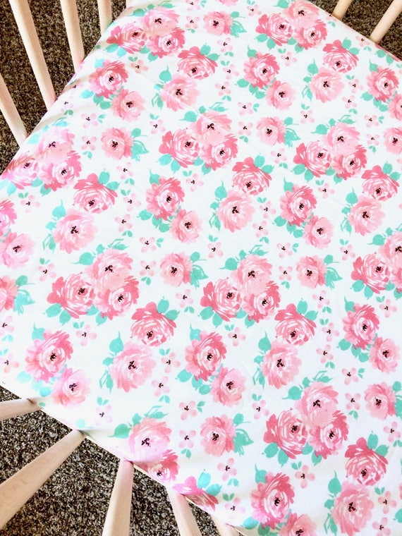 Crib Sheet Changing Pad Cover Baby Blanket Floral Crib