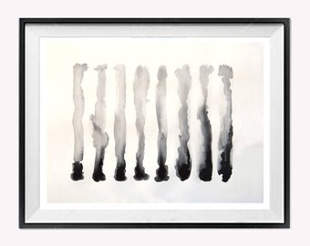 Modern Original Abstract Aqurrelle noir et blanc Black and white Watercolorpainting wall art Modern abstract
