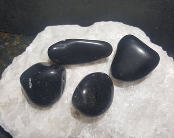 Set of 4 Apache Tears, tumbled and polished