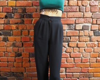 Women's 90s Black High Waisted Harem Pants Trousers Size Small X Small