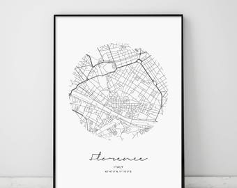 Circle Map Florence, Circle City Map, Circle Florence Map, Florence, Florence Map, Modern Florence Map, Florence Map Print, Italy Map