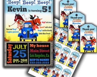 Little Blue Truck Invitation Little Blue Truck Thank You Tags Little Blue Truck Favor Tags Little blue truck invite little blue truck party