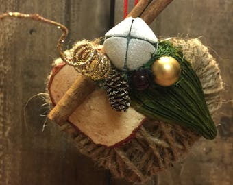 Twine Heart Christmas Ornament, Christmas Ornament