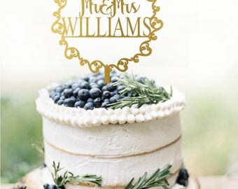 Wedding Cake Topper Mr and Mrs, Personalized Last Name Cake Topper for Wedding, Custom Wedding Cake Topper, Mr and Mrs Cake Topper