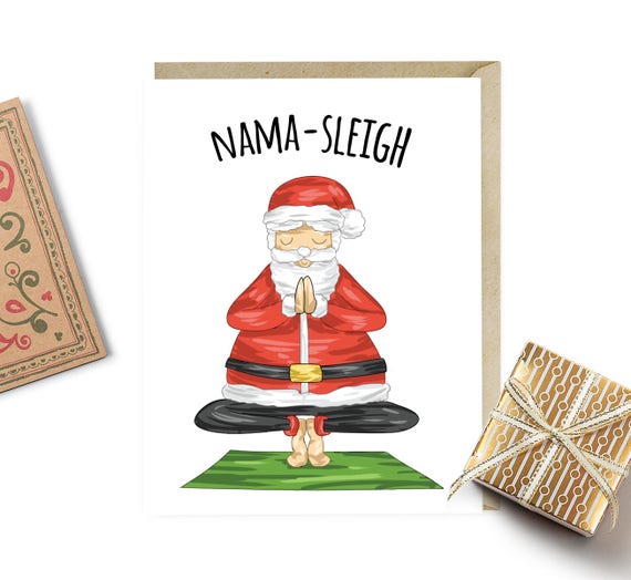 Nama Sleigh Funny Yoga Santa Christmas Card Nama Sleigh Funny Yoga Santa Christmas Card