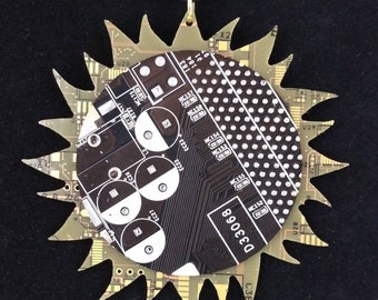 Cyber Eclipse of the Sun made from Recycled Circuit Boards ~ An Ornament or Pendant Celebrating the Epic 2017 Total Solar Eclipse
