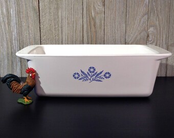 Corning Ware 2qt LOAF PAN Blue Cornflower ,Vintage Corningware P-315 Bakeware Roaster, 1960s Corning Ware Blue Cornflower Bread Baking Dish
