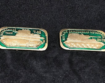 Vintage Soviet Union U.S.S.R. Armored Car and Tank Hat Pins