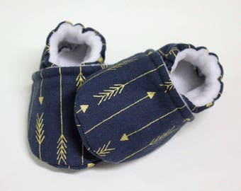 Arrow Blue Baby shoes, baby shoes girl, soft sole, baby booties, baby boots, toddler shoes, baby girl shoes, boy,baby moccasin,metallic gold