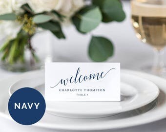 Navy Wedding Place Card Template | Printable Wedding Place Card | Editable Wedding Place Card | DIY Wedding Place Card | Wedding Escort Card