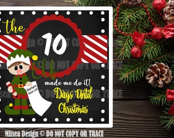 Elf Chalkboard, Christmas svg, Christmas Countdown, Cut File, SVG, DXF Cut Files, Cricut cut file, Vinyl Cut Files, Silhouette