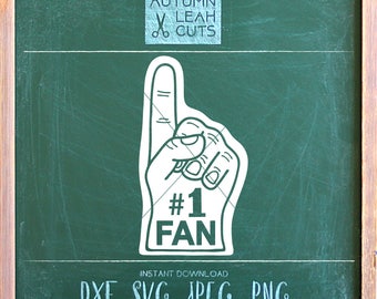 Number 1 Fan - Foam Finger -- SVG, PNG, Jpeg, DXF cut file for Silhouette, Cricut -- Instant Download Clipart - Football Clipart