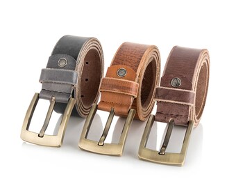 Leather Belts mens Real New Genuine Buckle Trouser Sizes Brown Black Tan Jeans . High Quality BRASS BUCKLE # 100% Leather# 1st CLASS P&P