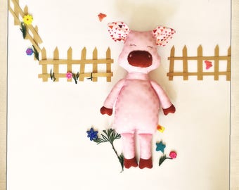 Lady Pink Pig, petit cochon, peluche, doudou