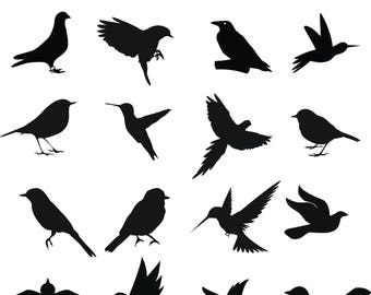 16 Birds svg - Birds Silhouette - Birds Clipart - Animals Silhouettes - Silhouette Files - Birds Cut Files, CutFile, pdf, eps, svg, jpg, png