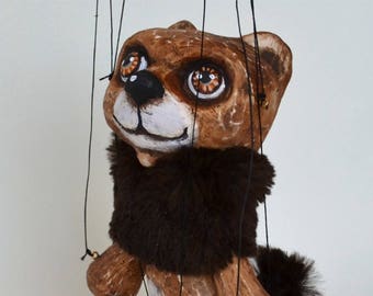 Bear Sobie marionette. Handmade puppet 7"