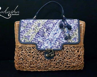 Rattan Batik Bag, Rattan Bag, Hand Bag, Batik Bag